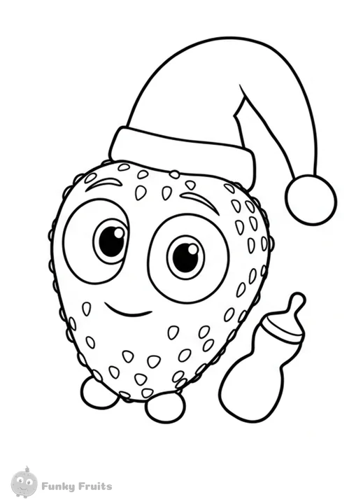 Christmas strawberry coloring page
